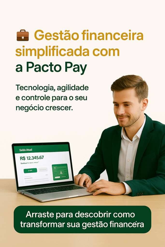 O sistema de cobranças e pagamentos inteligente da Pacto Pay é uma plataforma completa que simplifica a gestão financeira de empreendedores e empresas, oferecendo emissão rápida e personalizada de boletos com QR code para pagamentos via PIX, além de gerenciamento eficiente de cobranças que reduz a inadimplência. A solução inclui conta digital integrada, checkout flexível e automação de cobranças recorrentes, ideal para negócios que trabalham com assinaturas ou mensalidades. Com tecnologia avançada, validação em tempo real de cartões de crédito para evitar fraudes e uma API descomplicada para integração, o Pacto Pay garante segurança, agilidade e controle total das finanças, facilitando o recebimento por diversos meios como cartão, boleto, PIX e links de pagamento. Tudo isso em uma plataforma intuitiva que oferece relatórios detalhados para melhor tomada de decisão e otimização do fluxo financeiro.